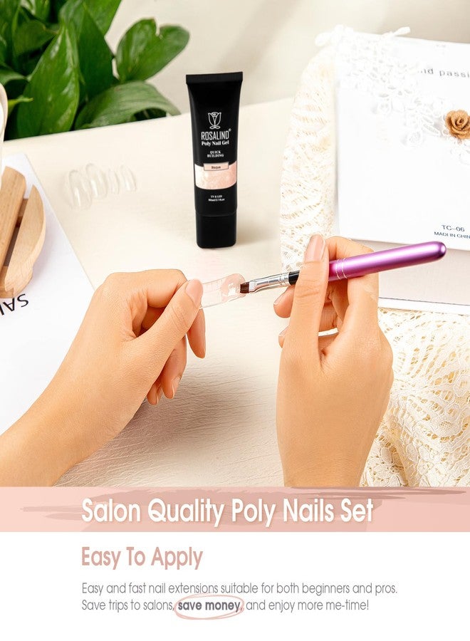 ROSALIND Nude Poly Extension Gel, 2.7 oz Light Nude Poly Nail Gel Builder for Nail Art Decoration, Thickening Extension Easy to DIY Use at Home Need UV Lamp - Image 3